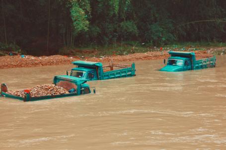 2020年10月，中国广东省韶关市洪水泛滥。