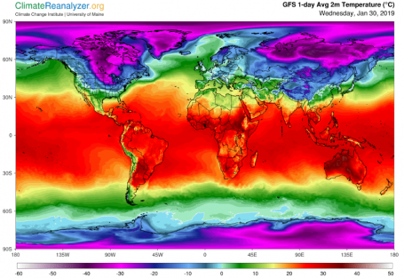 地图来自Clima必威官网是真的吗teRealizer.org，由NCEP全球预报系统(GFS)模型生成