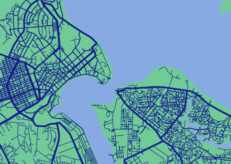 沿海城市的简单地图。